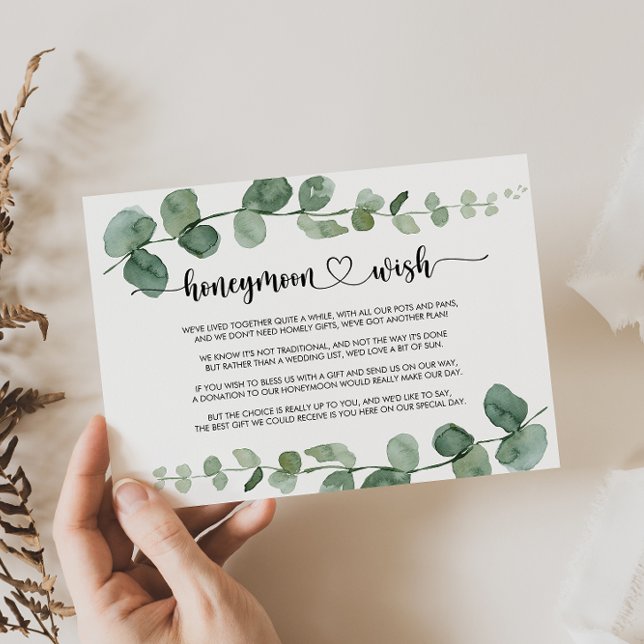 Cartão De Informações Desejo de lua de mel com delícia verde de eucalipt (Criador carregado)