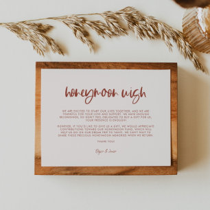 Cartão De Informações Desejo de Lua de mel, cor-de-rosa-neve moderna e e