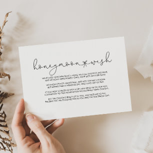 Cartão De Informações Desejo de Lua de Mel em Caligrafia Simples e Elega