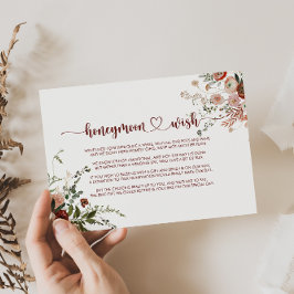 Cartão De Informações Desejo de Lua de Mel Floral Colorido Dourado Rústi