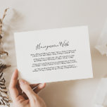 Cartão De Informações Desejo Mínimo de Lua de Honra Negra e Branca<br><div class="desc">Este cartão de desejos de lua de mel preto e branco minimalista é perfeito para um casamento simples. O design apresenta uma bela fonte preta caligráfica em um fundo branco para embelezar seu evento.</div>