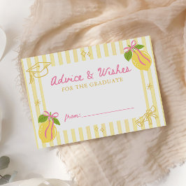 Cartão De Informações Desejos de Conselho de Graduação de Limão Recém-Gr