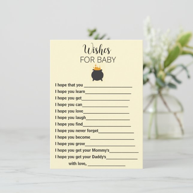 Cartão De Informações Desejos para chás de fraldas de criação de bebês (Em pé/Frente)