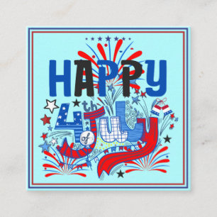Cartão De Informações Desenho de Celebração Patriótica Feliz 4 de Julho