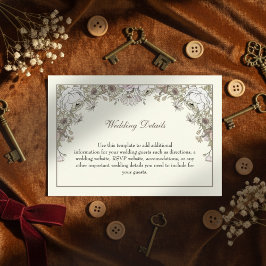 Cartão De Informações Desenho de flores marfim casamento romântico