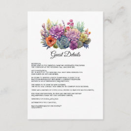Cartão De Informações Desert Hues Floral Wedes Detalhes do Convidado