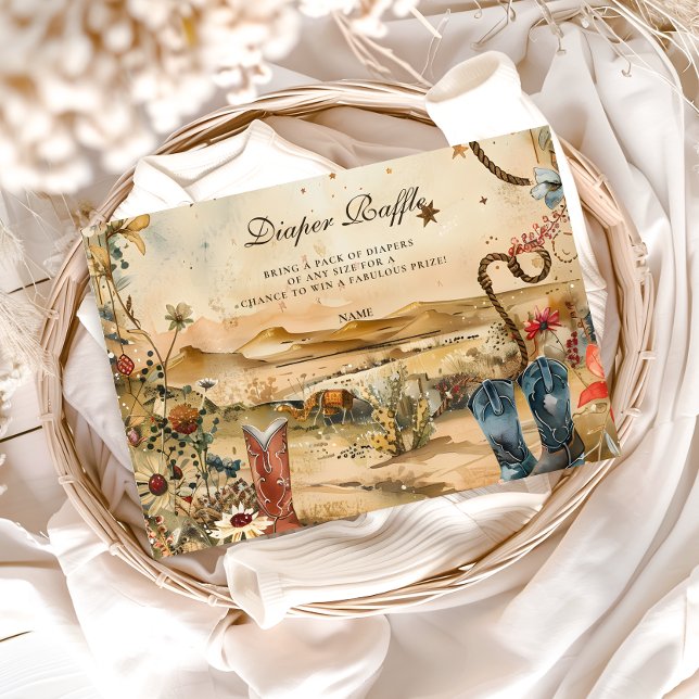 Cartão De Informações Desert Rodeo Western Diapper Raffle (Criador carregado)