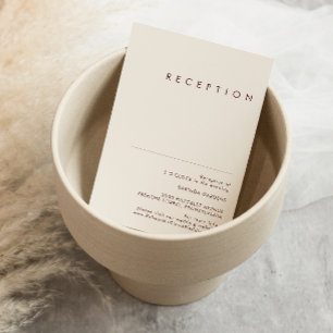 Cartão De Informações Deserto Simples   Recepção de casamento branca nat