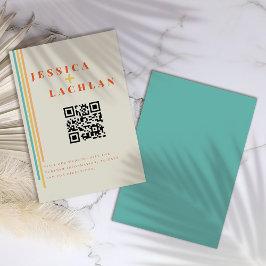 Cartão De Informações Design Chic Retroativo com Casamento de Stripes Co