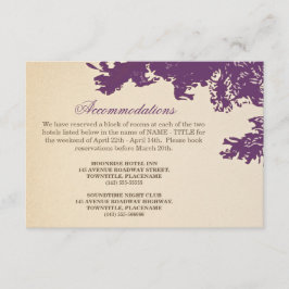 Cartão De Informações design de acomodação de casamento vintage de ameix