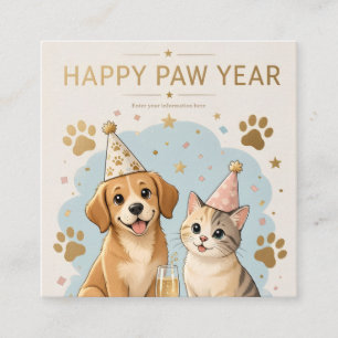 Cartão De Informações Design de Ano Novo com Tema de Pet Divertido e Ale