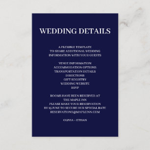 Cartão De Informações Design de Casamento Minimalista Escandinavo Azul N