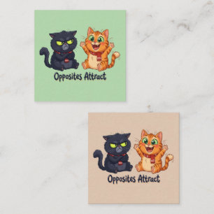 Cartão De Informações Design de Gatos Fofos que Atraem Opostos