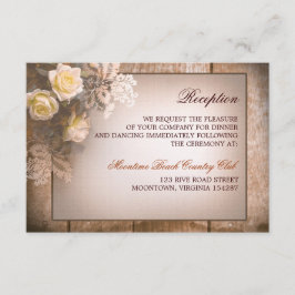 Cartão De Informações design de recepção de casamento com rosas vintage