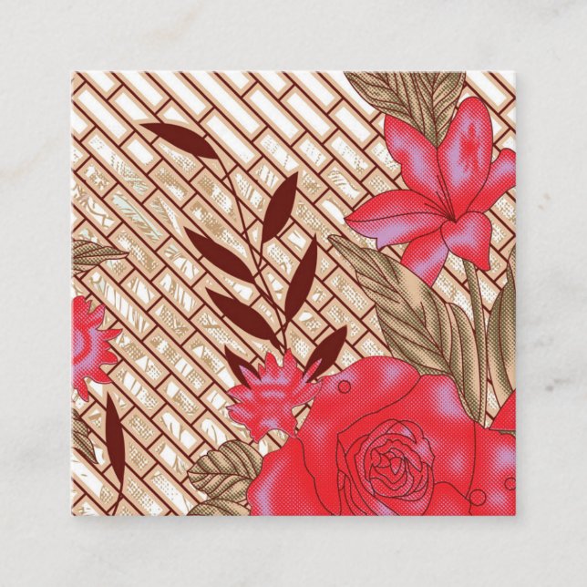 Cartão De Informações Design de tecido de intricato com padrões florais (Frente)