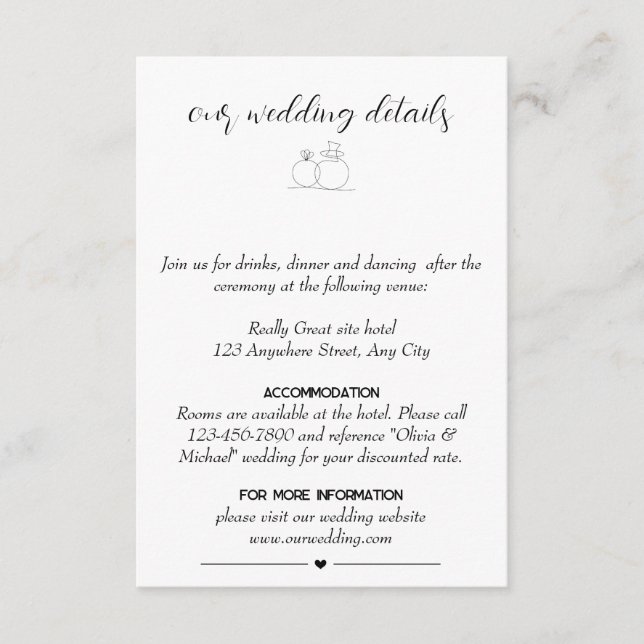 Cartão De Informações Design Elegante mínimo (Frente)