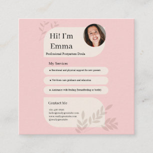 Cartão De Informações Design Profissional de Doula Pós-Parto Rosa Corado