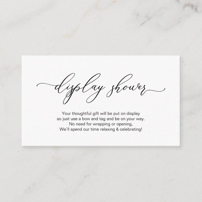 Cartão De Informações Design Romântico Elegante, Preto, Chá de Exibição (Frente)