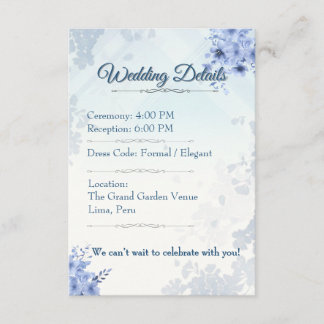 Cartão De Informações Details Card Elegant Wedding Card editable
