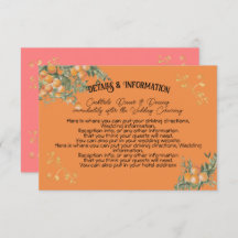 Cartão de Informações Detalhadas das Laranjas Cost