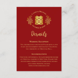 Cartão De Informações Detalhe chinês de casamento floral dupla felicidad