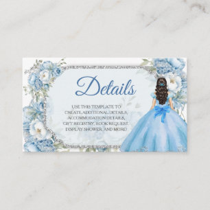 Cartão De Informações Detalhe da Coroa de Prata Azul Quinceañera