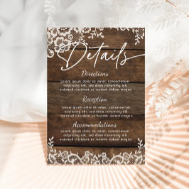 Cartão De Informações Detalhe da Raça da Madeira Rústica