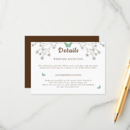 Cartão De Informações Detalhe de Borboleta em Dourado Escuro Elegante