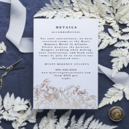 Cartão De Informações Detalhe de Casamento Botânico Desenhado à Mão Bran