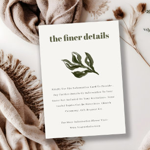 Cartão De Informações Detalhe de Casamento Botânico Verde-Retro Rustic B