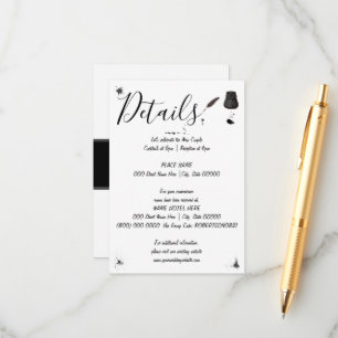 Cartão De Informações Detalhe de Casamento   Caneta e Inkwell   Detalhes