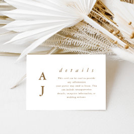 Cartão De Informações Detalhe de Casamento Castanho do Ouro Monograma Mí