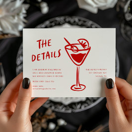 Cartão De Informações Detalhe de casamento com código QR retrô moderno e