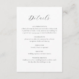 Cartão De Informações Detalhe de Casamento da Caligrafia Floral Delicada