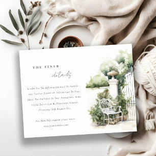 Cartão De Informações Detalhe de Casamento da Paisagem do Jardim Francês