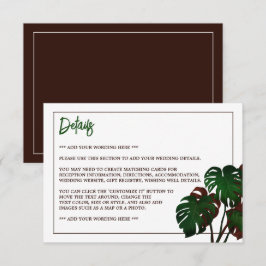 Cartão De Informações Detalhe de Casamento da Praia de Monstera Tropical