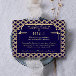 Cartão De Informações Detalhe de Casamento de Art Deco Gatsby da Vintage