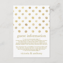 Cartão De Informações Detalhe de Casamento de Bolinhas Brancos e Dourado