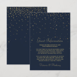 Cartão De Informações Detalhe de Casamento de Estrelas de Marinho Elegan