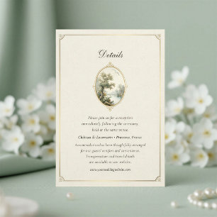 Cartão De Informações Detalhe de Casamento de Marfim Pastoral Francês