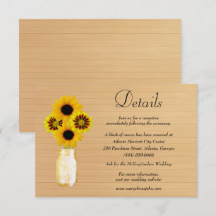 Cartão De Informações Detalhe de Casamento de Mason Jar Floral Amarelo-R