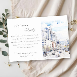 Cartão De Informações Detalhe de casamento de paisagem em aquarela de Om