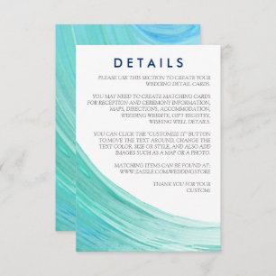 Cartão De Informações Detalhe de Casamento de Praia de Turquoise Elegant