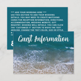 Cartão De Informações Detalhe de Casamento de Praia do Mar Azul