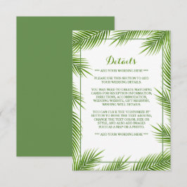 Cartão De Informações Detalhe de Casamento de Praia Tropical de Palm Dei
