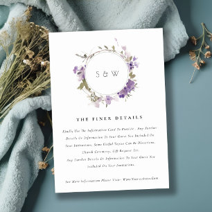 Cartão De Informações Detalhe de Casamento de Rua Floral Rustic Meadow L