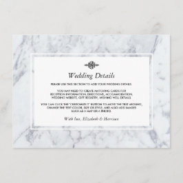 Cartão De Informações Detalhe de Casamento de Vintage Marble