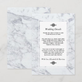Cartão De Informações Detalhe de Casamento de Vintage Marble