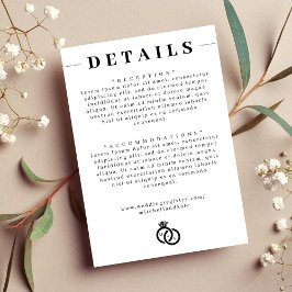Cartão De Informações Detalhe de Casamento do Monograma do Anel Diamante
