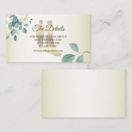 Cartão De Informações Detalhe de Casamento Flor de Folhas Verdes Moldura